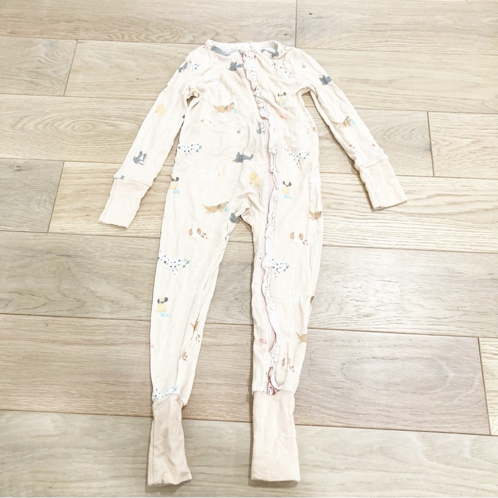 Angel Dear Cream & Light Pink Animal Print Footie